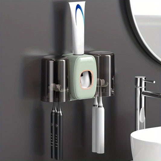 Auto Toothpaste Squeezer & Toothbrush Holder Set Wall Mounted