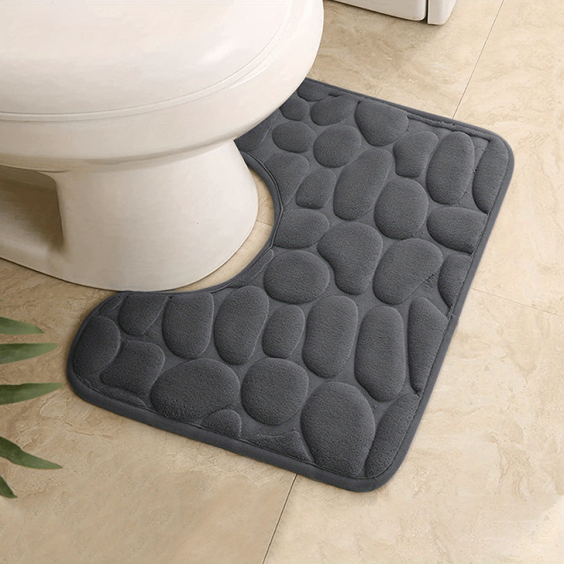 Grey Memory Foam Bath Mat Absorbent And Soft Bathroom Rug