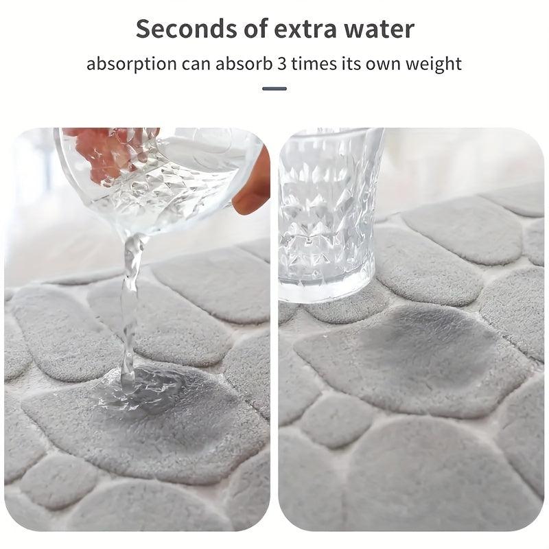 Grey Memory Foam Bath Mat Absorbent And Soft Bathroom Rug