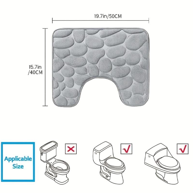 Grey Memory Foam Bath Mat Absorbent And Soft Bathroom Rug