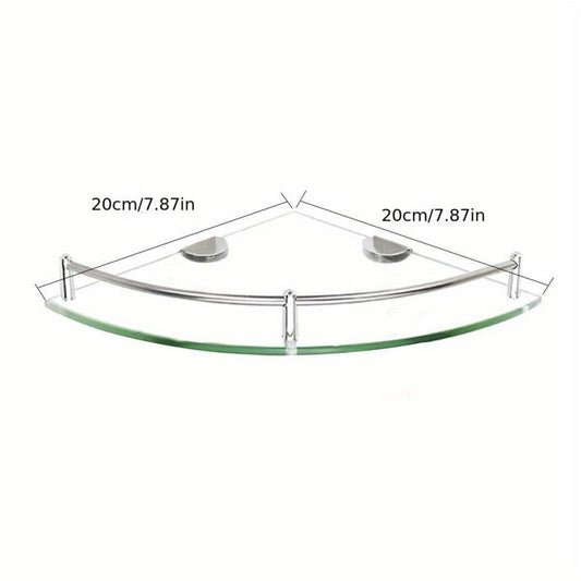 Triangle Glass Shower Caddy Wall Mounted Bathroom Tray
