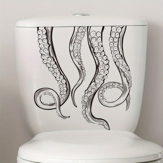Octopus Toilet Sticker Adhesive Cartoon Room Decor Decal Bathroom Acces