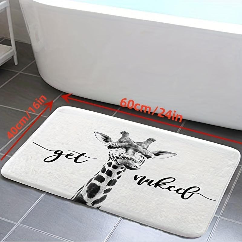 Giraffe Pattern Bath Rug Soft Non Slip Absorbent Floor Pad for Bathroom