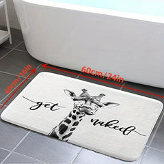 Giraffe Pattern Bath Rug Soft Non Slip Absorbent Floor Pad for Bathroom