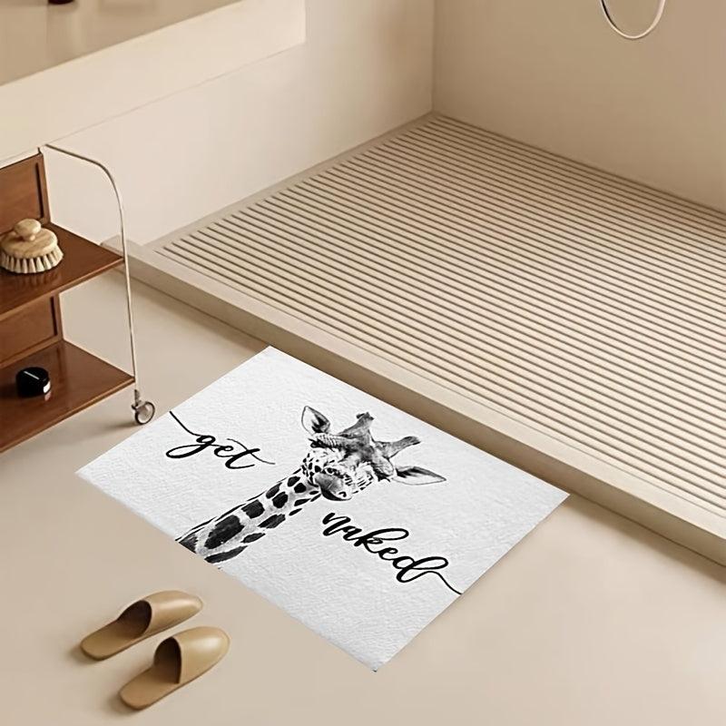 Giraffe Pattern Bath Rug Soft Non Slip Absorbent Floor Pad for Bathroom