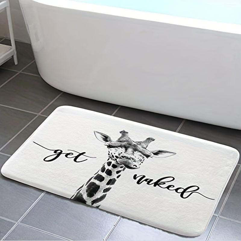 Giraffe Pattern Bath Rug Soft Non Slip Absorbent Floor Pad for Bathroom