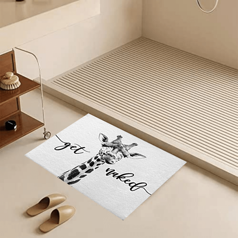 Giraffe Pattern Bath Rug Soft Non Slip Absorbent Floor Pad for Bathroom