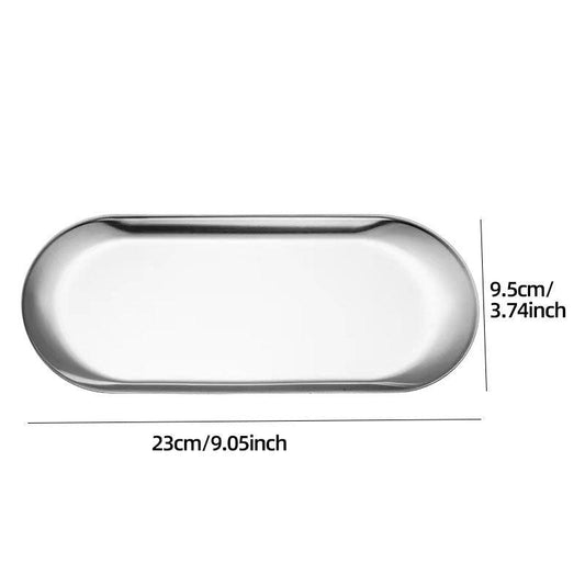 Stainless Steel Oval Vanity Tray for Cosmetics Jewelry Storage