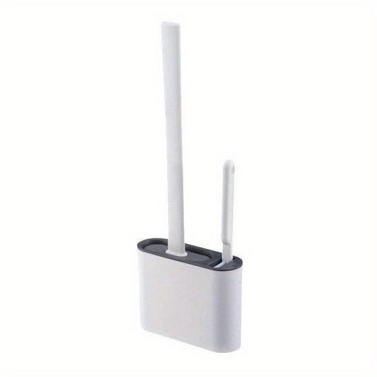 Silicone Toilet Brush With Holder Box Wall Mounted Bathroom Cleaning Set