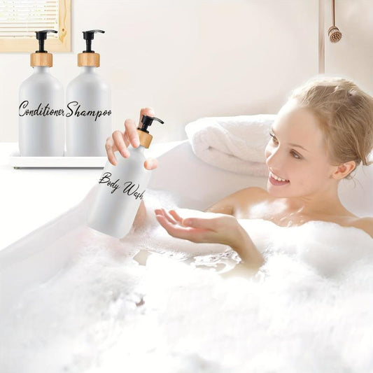 3pcs Letter Graphic Lotion Dispenser Countertop Refillable Bottle