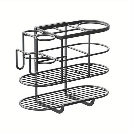 Curling Iron Hair Dryer Rack Wall Mounted Bathroom Organizer