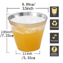 200pcs Golden Plastic Cups for Celebrations