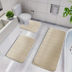 3pc Memory Foam Bathmat Set Non Slip Toilet Carpet U Shape Mat Toilet Lid Cover