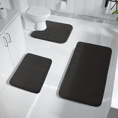 3pc Memory Foam Bathmat Set Non Slip Toilet Carpet U Shape Mat Toilet Lid Cover