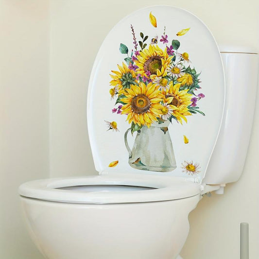 Sunflower Toilet Lid Decal Self Adhesive Wall Sticker Bathroom Decor