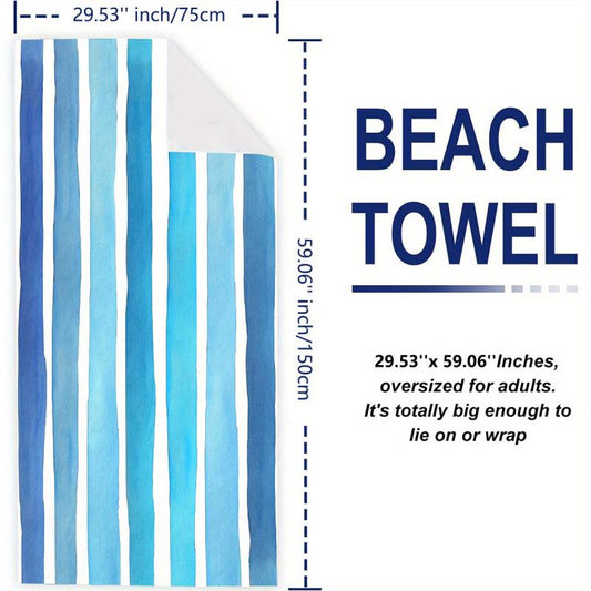 Stripe Pattern Beach Towel Extra Large 59x29 Lightweight Quick Drying