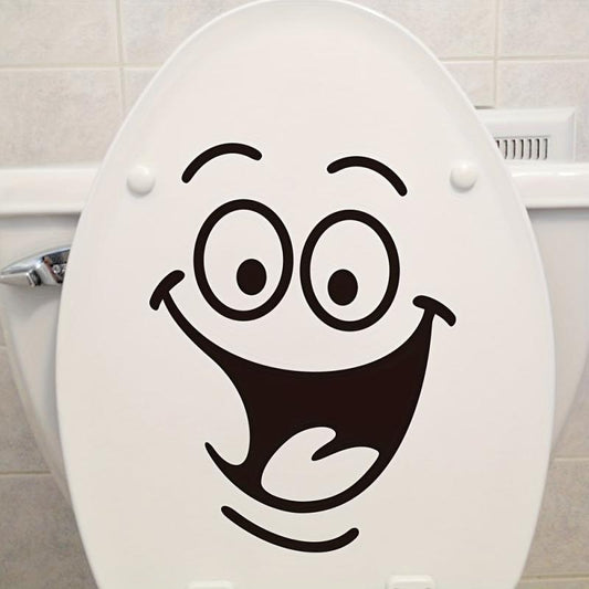 1pc Smile Face Pattern Toilet Lid Decal Funny Self Adhesive Toilet Sticker