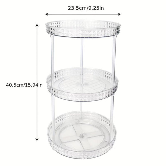 1pc PET Transparent Rotating Storage Rack Plastic Multilayer 360 Rotatable Organ