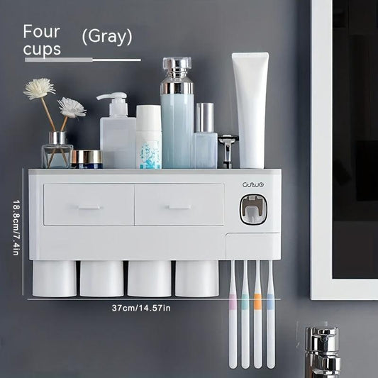 Toothbrush Holder Wall Mounted with Cups Dispenser