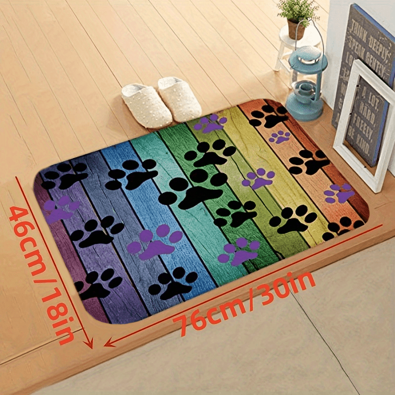 Colorful Dog Paws Bathroom Rug Bathmat Water Absorbent Non Slip Bathroom Mat
