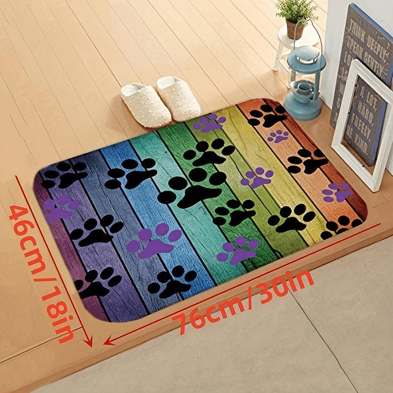 Colorful Dog Paws Bathroom Rug Bathmat Water Absorbent Non Slip Bathroom Mat