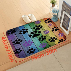 Colorful Dog Paws Bathroom Rug Bathmat Water Absorbent Non Slip Bathroom Mat