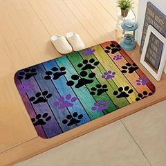 Colorful Dog Paws Bathroom Rug Bathmat Water Absorbent Non Slip Bathroom Mat