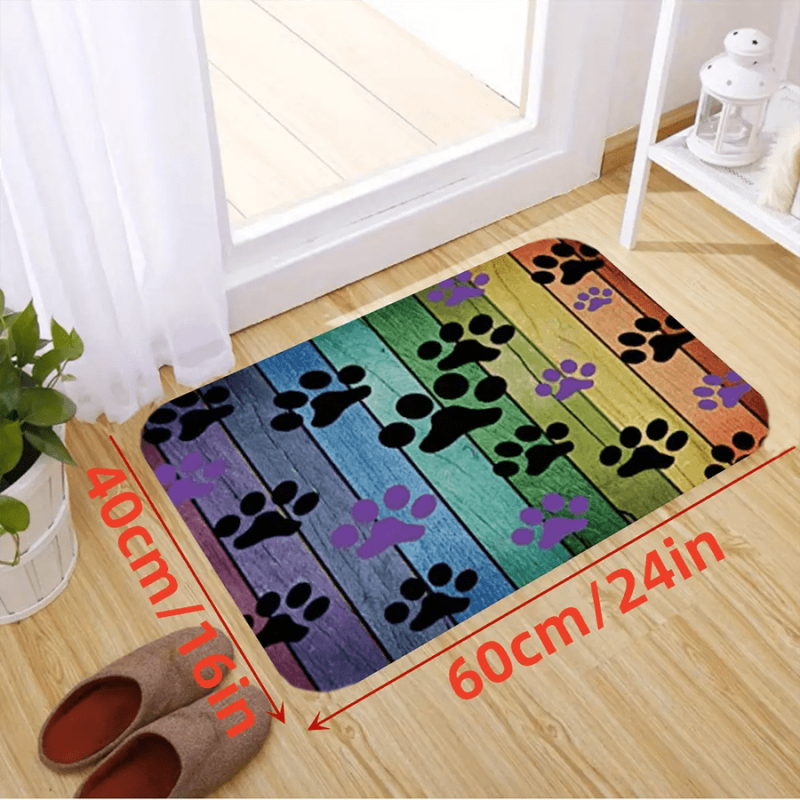 Colorful Dog Paws Bathroom Rug Bathmat Water Absorbent Non Slip Bathroom Mat