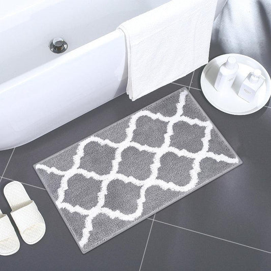 2pcs Microfiber Bathroom Rugs Set Non Slip Shaggy Bath Mat and Toilet Rug