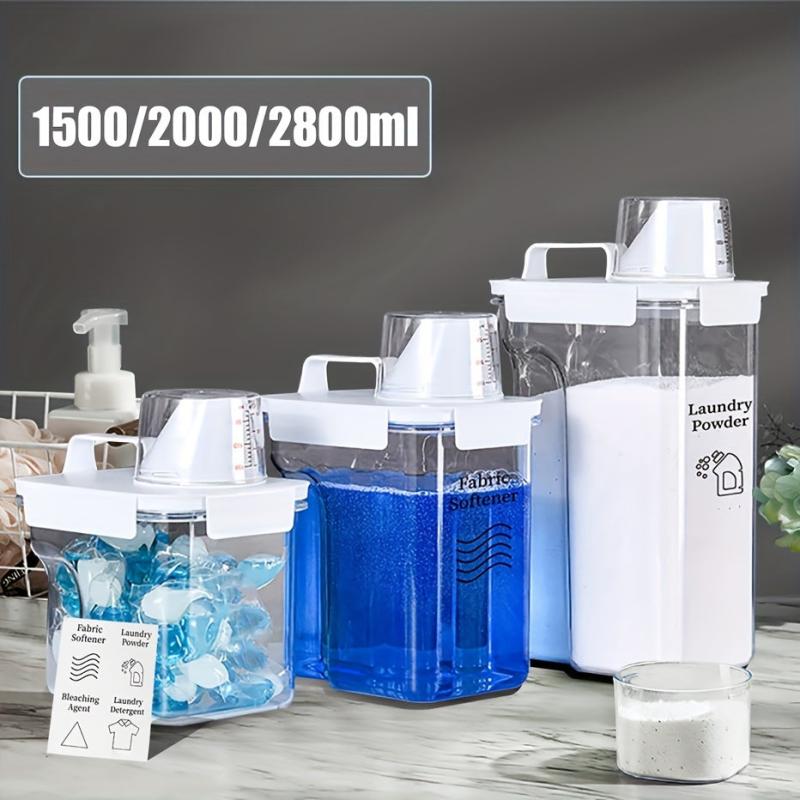 Laundry Detergent Storage Box with Lid Large Capacity Handheld Waterproof Labels