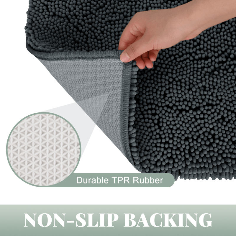 Soft Chenille Bath Rug Non Slip Absorbent Mat