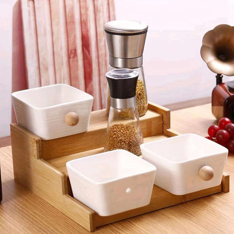 Bamboo Spice Rack Shampoo Cosmetic Storage Household Essentials
