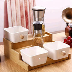 Bamboo Spice Rack Shampoo Cosmetic Storage Household Essentials