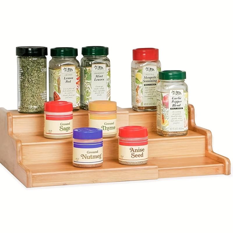 Bamboo Spice Rack Shampoo Cosmetic Storage Household Essentials