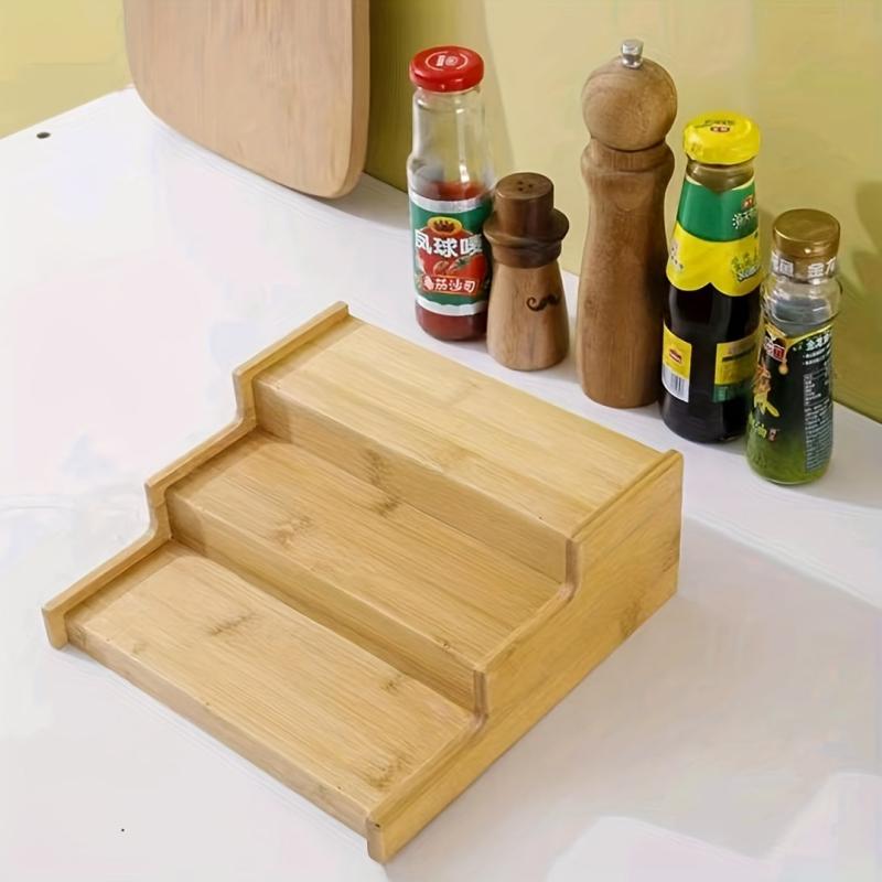 Bamboo Spice Rack Shampoo Cosmetic Storage Household Essentials