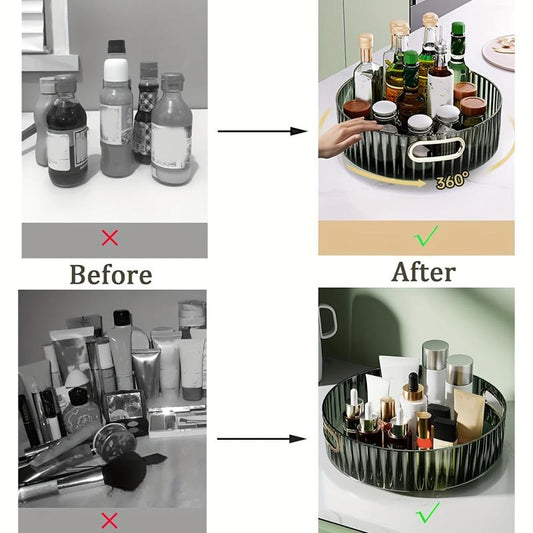 360 Degree Rotating Bathroom Storage Tray for Perfume and Cosmetics