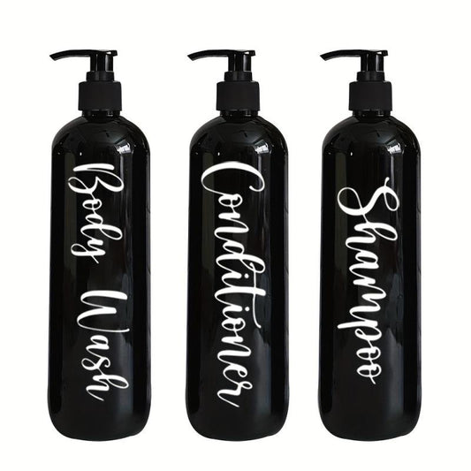 3pcs Refillable Countertop Soap Dispenser Bottle Lotion Pump Bathroom Set