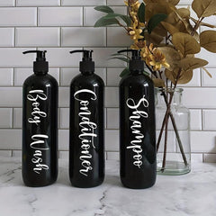3pcs Refillable Countertop Soap Dispenser Bottle Lotion Pump Bathroom Set