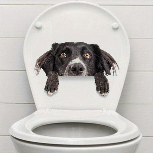 Funny Dog Cat Toilet Lid Decal Adhesive Wall Sticker Bathroom Decor