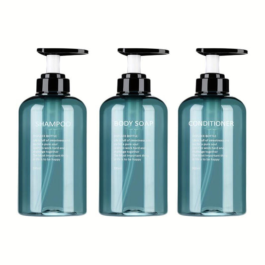 3pcs Shampoo & Conditioner Dispenser Bottles Refillable Pump Bathroom Bottles