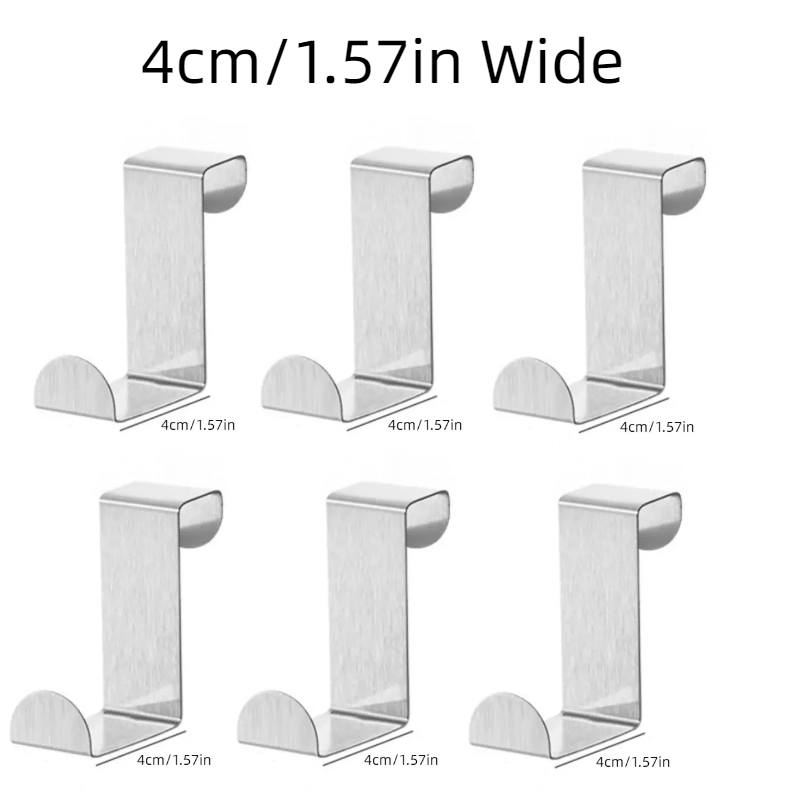 6pcs Stainless Steel Over Door Hooks for Hanging Clothes Coats Towels