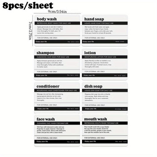 Waterproof Bathroom Labels for Dispenser Bottles - Classic Style Decal