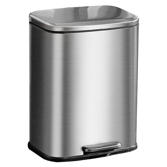 Small Rectangular Trash Can Soft Close Lid Stain Resistant Brushed Stainless