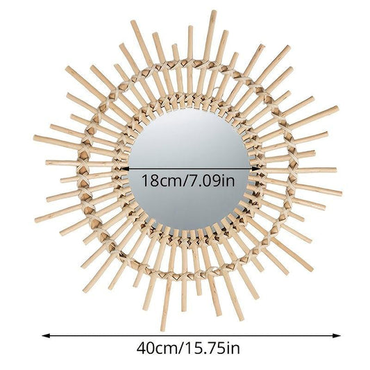 Creative Vine Weaving Round Makeup Mirror for Home Wall Decor
