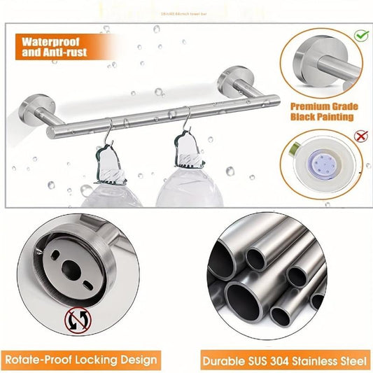 11pcs Stainless Steel Bathroom Hardware Set Towel Bar Toilet Paper Holder