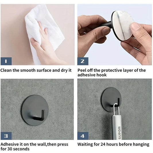 2pcs Heavy Duty Adhesive Towel Hook for Bathroom, Coat Hook for Hanging