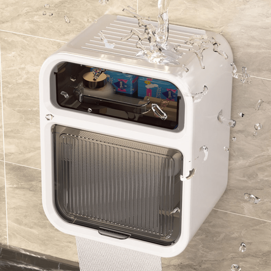 Double Layer Toilet Roll Paper Holder Wall Mounted Tissue Dispenser