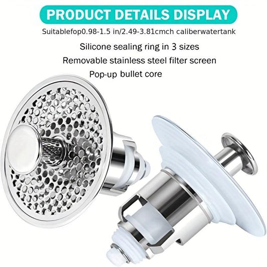 Stainless Steel Pop Up Drain Filter Universal Sink Stopper