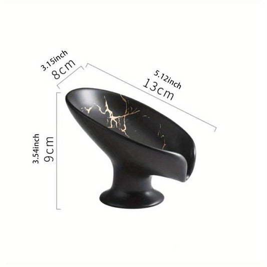 Ceramic Leaf Soap Dish Marble Drain Soap Tray Bathroom Soap Storage Rack