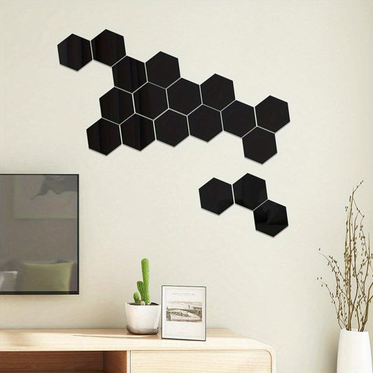 Hexagonal Mirror Stickers Acrylic Wall Decor
